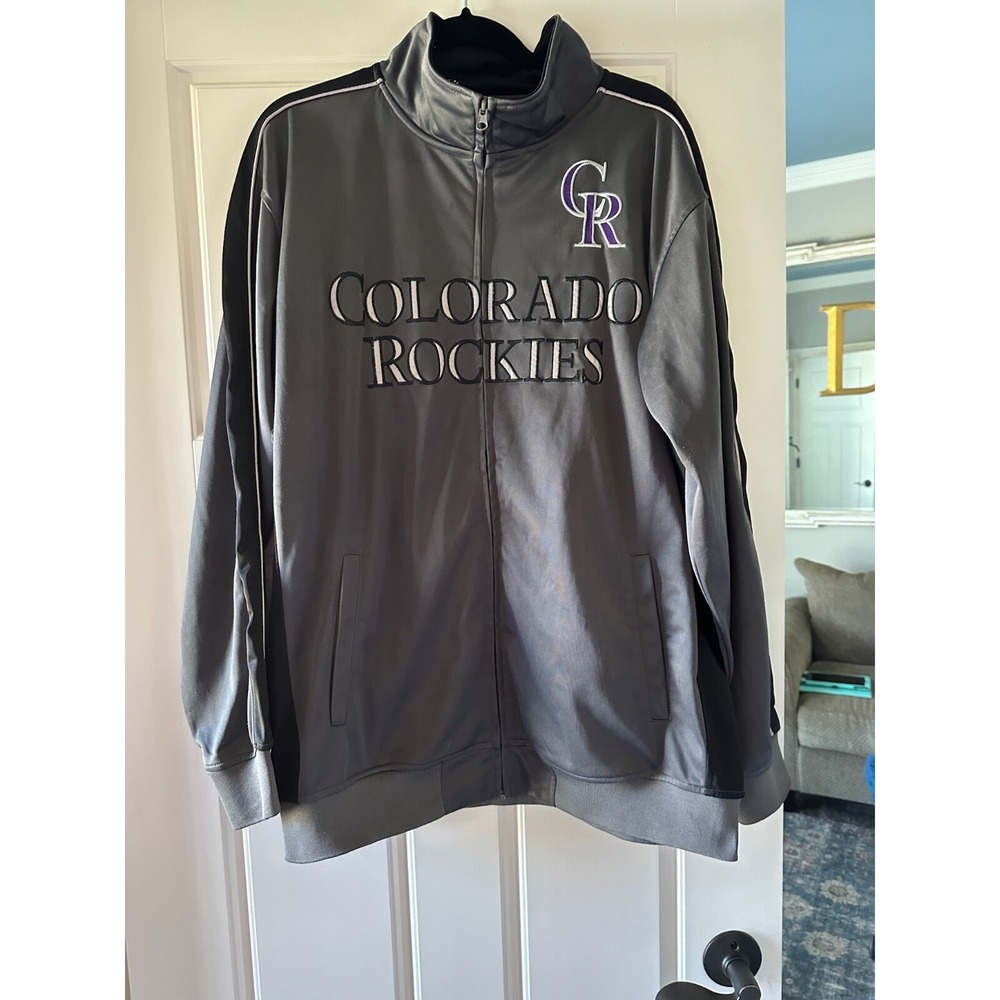 Colorado Rockies Mens XLT Gray‎ Full Zip Track Jacket MLB Baseball